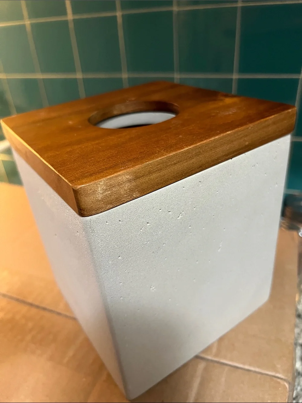 Neutral Concrete Tissue Box with Wood Top- make an offer!